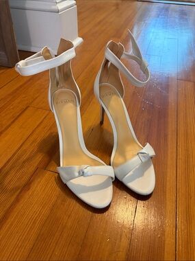 Alexandre Birman White Knotted Ankle-Strap Stiletto Sandals